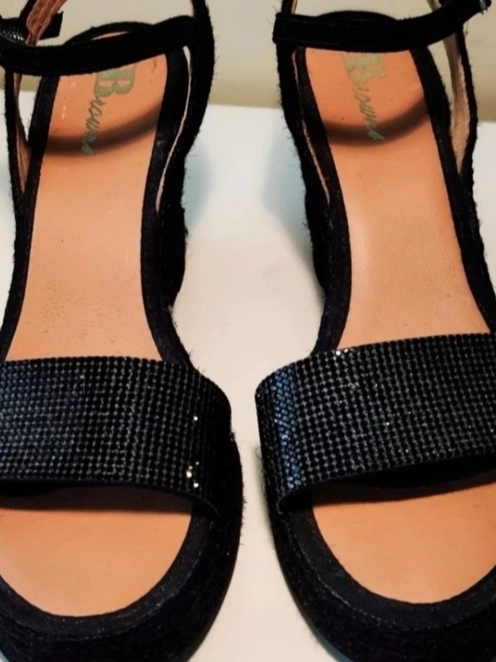 Browns Womens Shoes 38/7.5 Black Wedges Sandals NEW